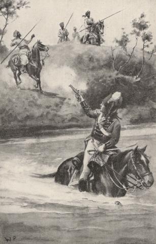Illustration: Harry succeeded in crossing the river.