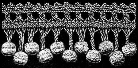 FIG. 456. HAIRPIN FRINGE WITH TWO LINES OF BALLS,
ONE ABOVE THE OTHER.