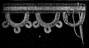 FIG. 769. BUTTON-HOLE PICOTS WITH PICOTS IN BULLION STITCH.