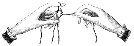 FIG. 833. KNOTTED CORD. THIRD POSITION OF THE HANDS.