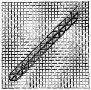FIG. 856. TRIANGULAR TURKISH STITCH
WORKED DIAGONALLY.
TWO JOURNEYS TO AND FRO FORMING THE
COMPLETE ROW.
