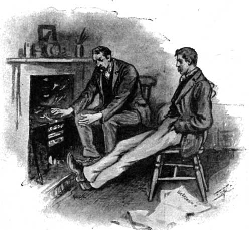TWO MEN SAT BY A SMALL WOOD FIRE.