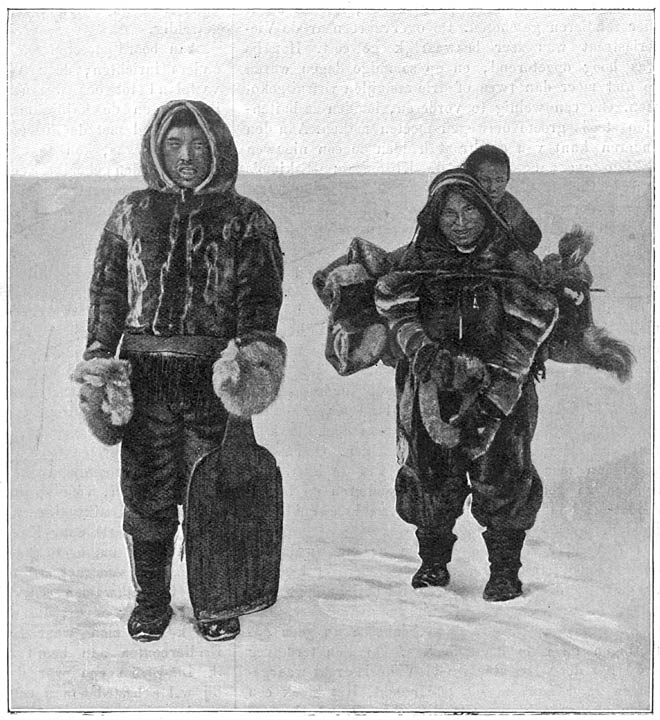 Een Eskimofamilie op jacht.