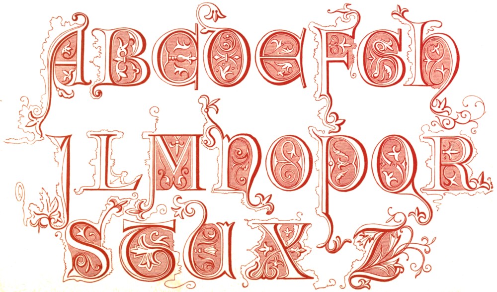 Fancy Red Alphabet Letters for Scrapbooking and Crafts