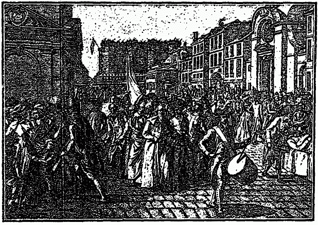 Les vainqueurs de la Bastille escortant les
prisonniers