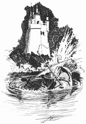 ship sinking into a whirlpool near the Lone Tower