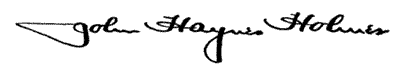 John Haynes Holmes' signature.