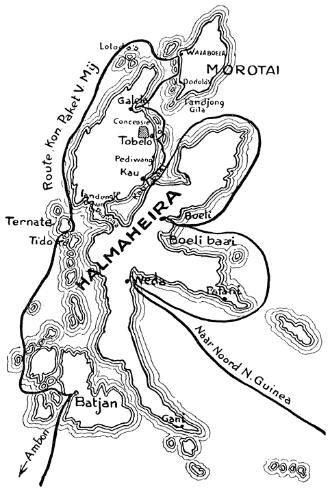 Kaart van Halmaheira.