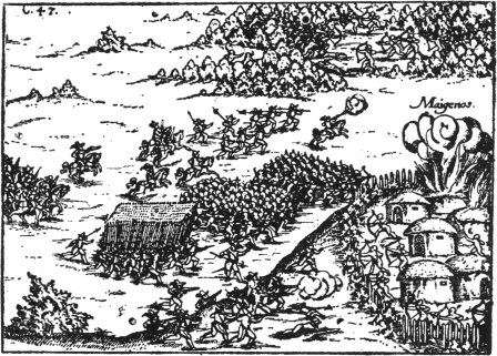 Kampf gegen die Maigenos auf Iralas Zug nach Perú (1548)