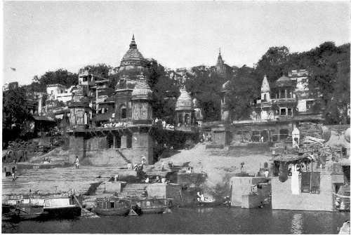 Burning ghat, Benares, where cremations occur