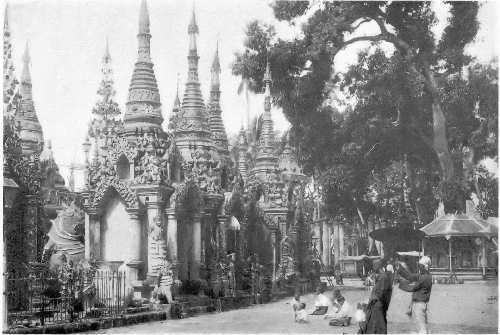 Chapels on platform around Shwe Dagon, Rangoon