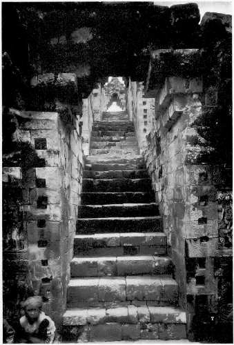 The stairs leading to a Prambanam temple