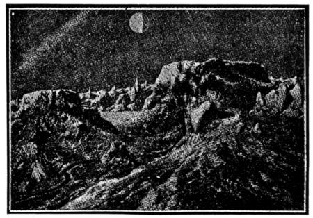 Fig. 74.—Lunar landscape with the Earth in the sky.