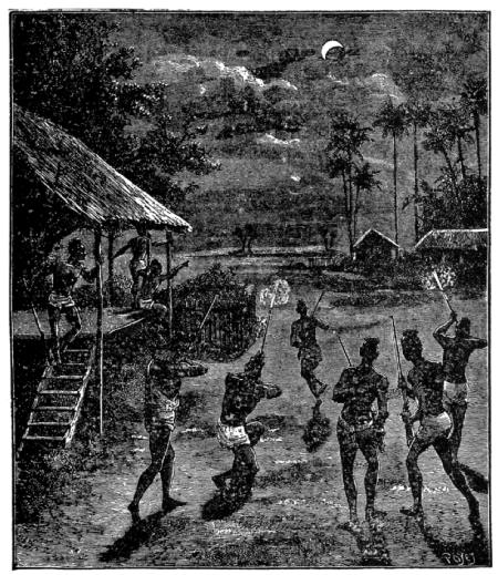 Fig. 76.—Eclipse of the Moon at Laos (February 27,
1877).