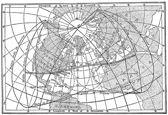 Fig. 77.—The path of the Eclipse of May 28, 1900.
