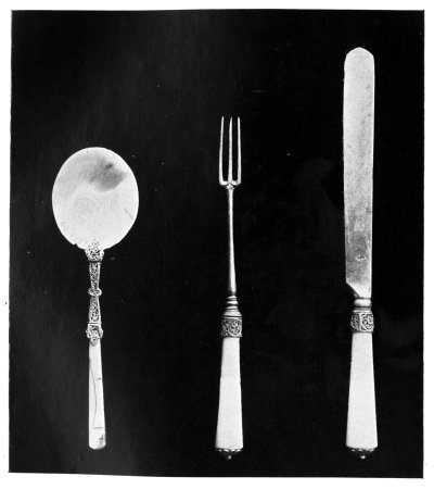FIG. 19.—KNIFE, FORK, AND SPOON.

(In the Victoria and Albert Museum.)