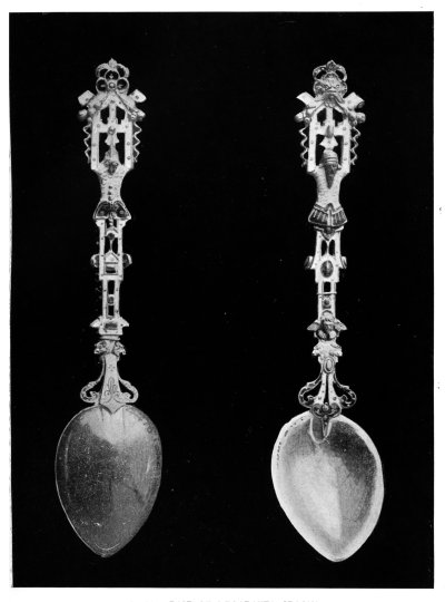 FIG. 20.—PAIR OF DECORATED SPOONS.

(In the Victoria and Albert Museum.)