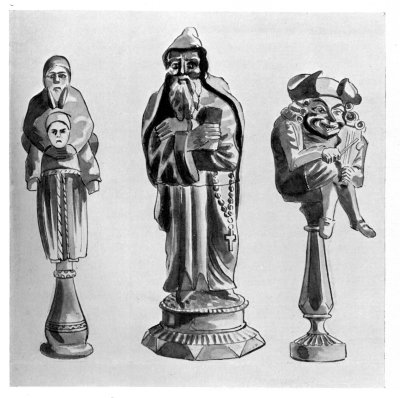 FIGS. 28-30.—EARLY CARVED WOOD NUTCRACKERS.

(In the collection of Mr. Charles Evans, of Nailsea Court.)