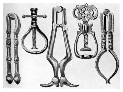 FIGS. 35-39.—EARLY STEEL AND BRASS NUTCRACKERS.

(In the collection of Mr. Charles Evans, of Nailsea Court.)
