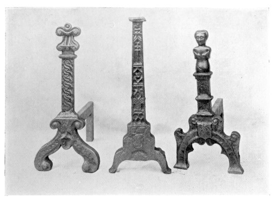 FIG. 8.—THREE SINGLE DOGS OR ANDIRONS.