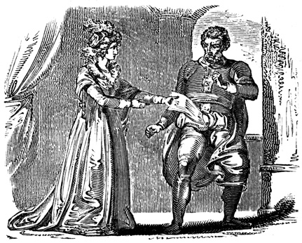 A woman shows a letter to a man, who appears taken aback.