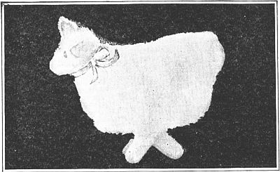 Fig. 108—Tie a gay ribbon around the lamb's neck.