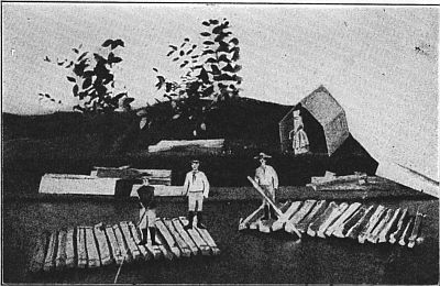Fig. 126—Kindling-wood rafts that will float on real water.