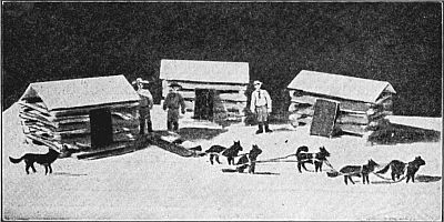 Fig. 131—A Klondike settlement with dog train and sledge.