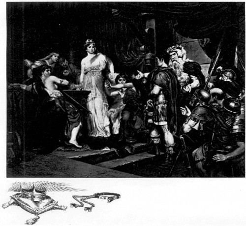 Queen Thusnelda, wife of Arminius, taken prisoner by the
soldiers of the Roman general Germanicus