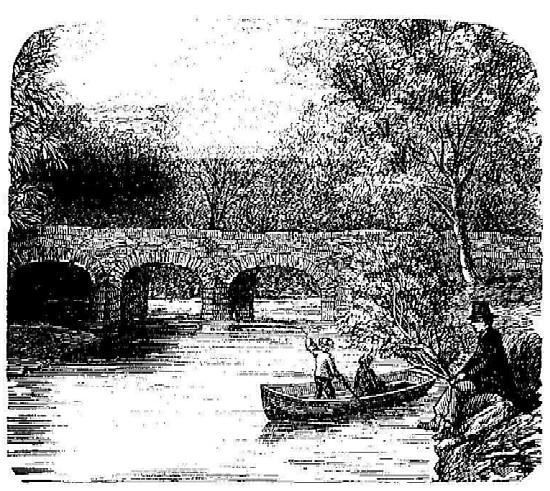 Illustration of scene with bridge