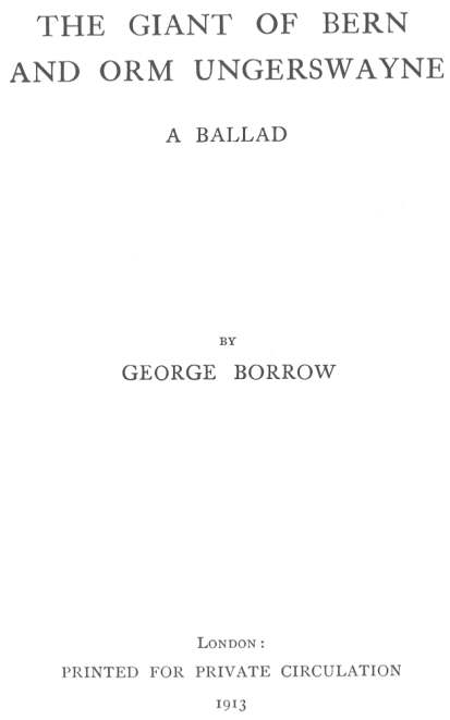 Title page for Giant of Bern
