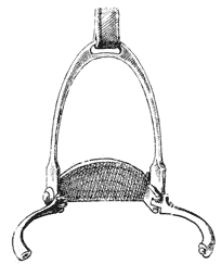 Drawing of stirrup with safety latch open.