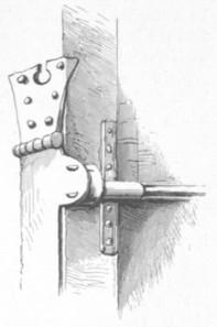 Fig. 77. Iron bar, with part of the iron plate or hasp which is secured by the lock and keeps the bar in place: Hereford.
