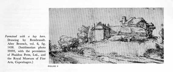 Farmstead with a hay barn. Drawing by Rembrandt. After Benesch, vol.6, fig. 1458. (Smithsonian photo 59393, with the permission of Phaidon