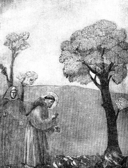 Fig. 38. St. Francis Preaching to the Birds. Giotto. Upper Church,
Assisi, Italy