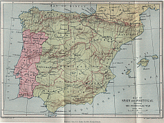 MAP OF SPAIN AND PORTUGAL illustrating THE PENINSULAR WAR.