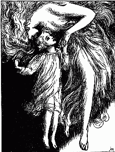 ILLUSTRATION FROM "AT THE BACK OF THE NORTH WIND." BY ARTHUR HUGHES (STRAHAN. 1869. NOW PUBLISHED BY BLACKIE AND SON)