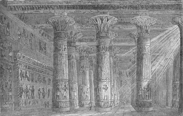 Egyptilisen temppelin sisus.