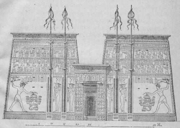 Egyptilisen temppelin ulkopuoli.