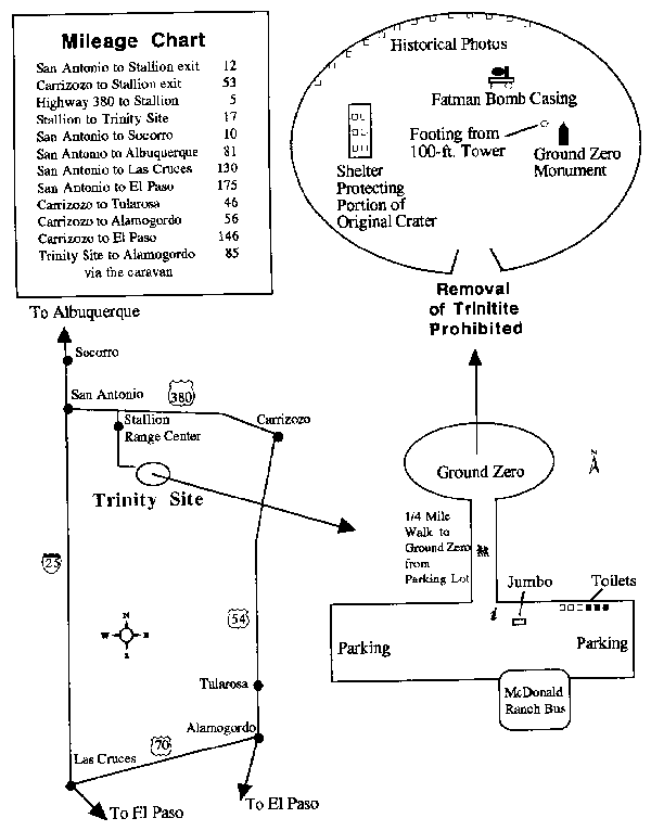 Map of roads to Trinity Site and visitors' site map