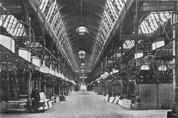 INSIDE SMITHFIELD MARKET

The City of London Corporation's $1,940,000 Terminal—one of the Aisles with Wholesale Stands on each side.