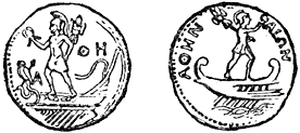Bronzen munten met het beeld van Themistocles.