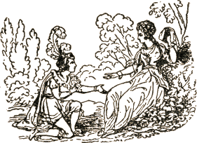 medieval gentleman kneeling before lady