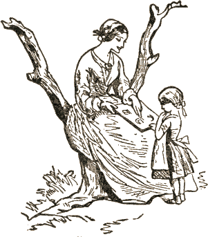 mother showing alphabet book to child