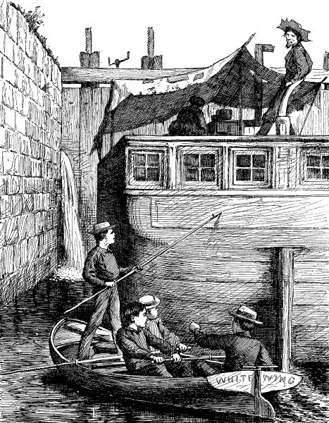 GOING THROUGH THE LOCK.—Drawn by A. B. Frost.