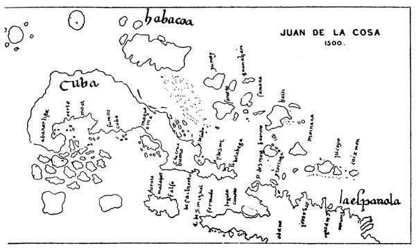 THE MAP OF COLUMBUS' PILOT, JUAN DE LA COSA.
