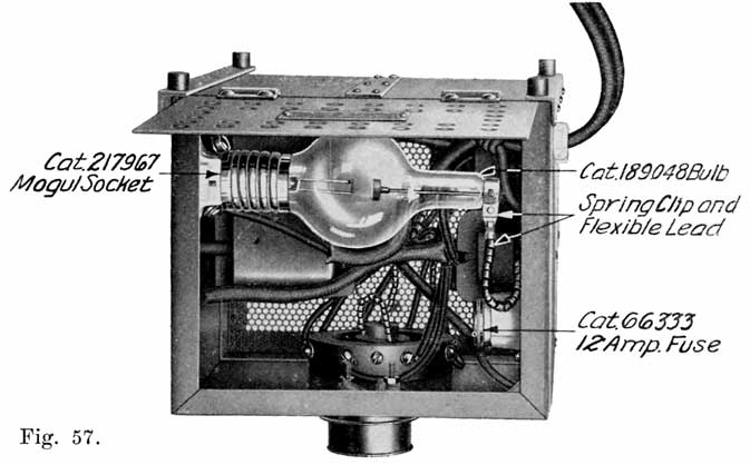 Fig. 57 The Four Battery Tungar Rectifier, with Top Raised to Show Internal Parts