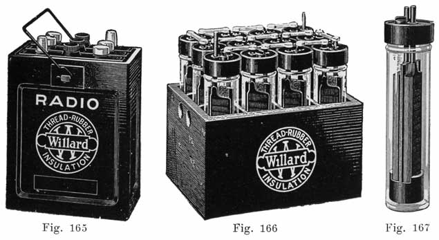 Fig. 165, 166, and 167 Various Willard Radio Batteries
