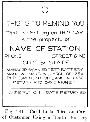 Fig. 184 Rental Battery Card
