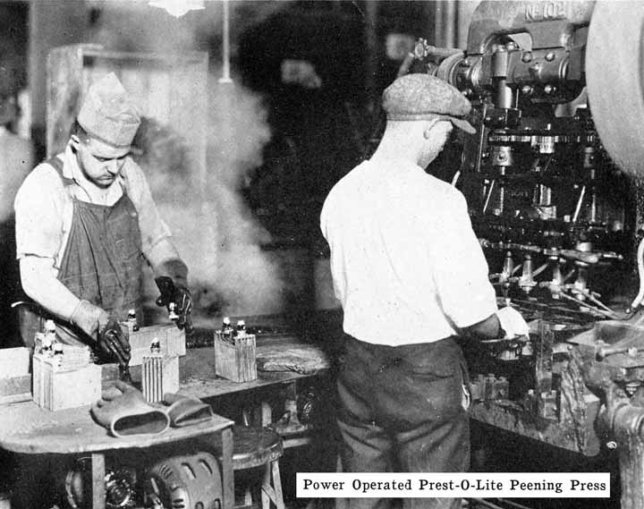 Photo: Power operated Prest-O-Lite peening press